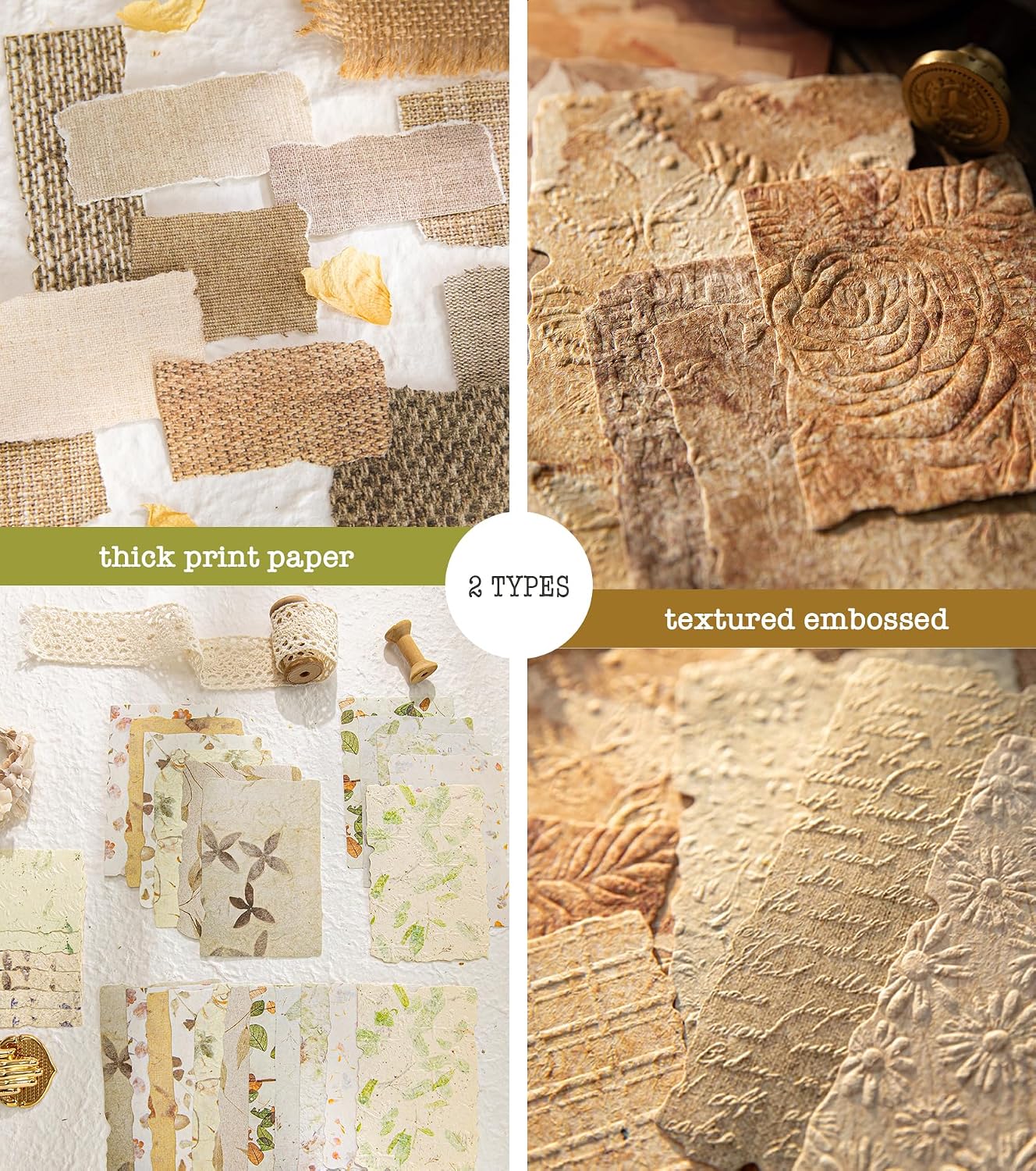 168Pcs Textured Scrapbook Paper Kit - Embossed Rice Decoupage Paper Mixed Media for Scrapbooking Supplies Junk Journaling Cards Making Collage. Vintage 6 Pack DIY Decorative Materials Craft Gifts - Image 8