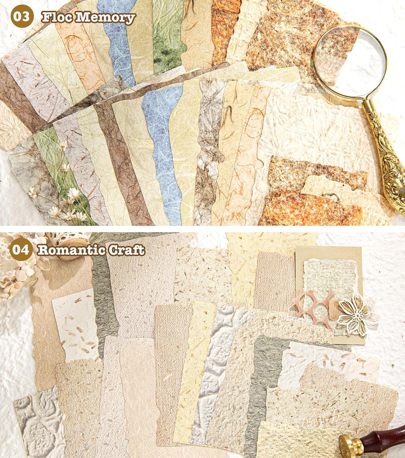 168Pcs Textured Scrapbook Paper Kit - Embossed Rice Decoupage Paper Mixed Media for Scrapbooking Supplies Junk Journaling Cards Making Collage. Vintage 6 Pack DIY Decorative Materials Craft Gifts - Image 6